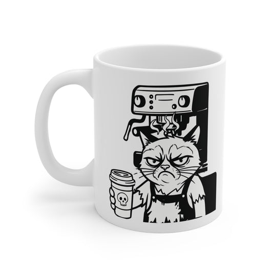 VOID - 11oz Mug — Annoyed Cat Barista Coffee Cup (Funny Coffee Lover Gift)
