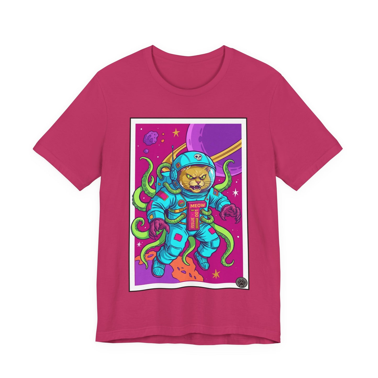 Alien Cat Astronaut In Space Graphic Tee — Retro Neon Space Cat T-Shirt