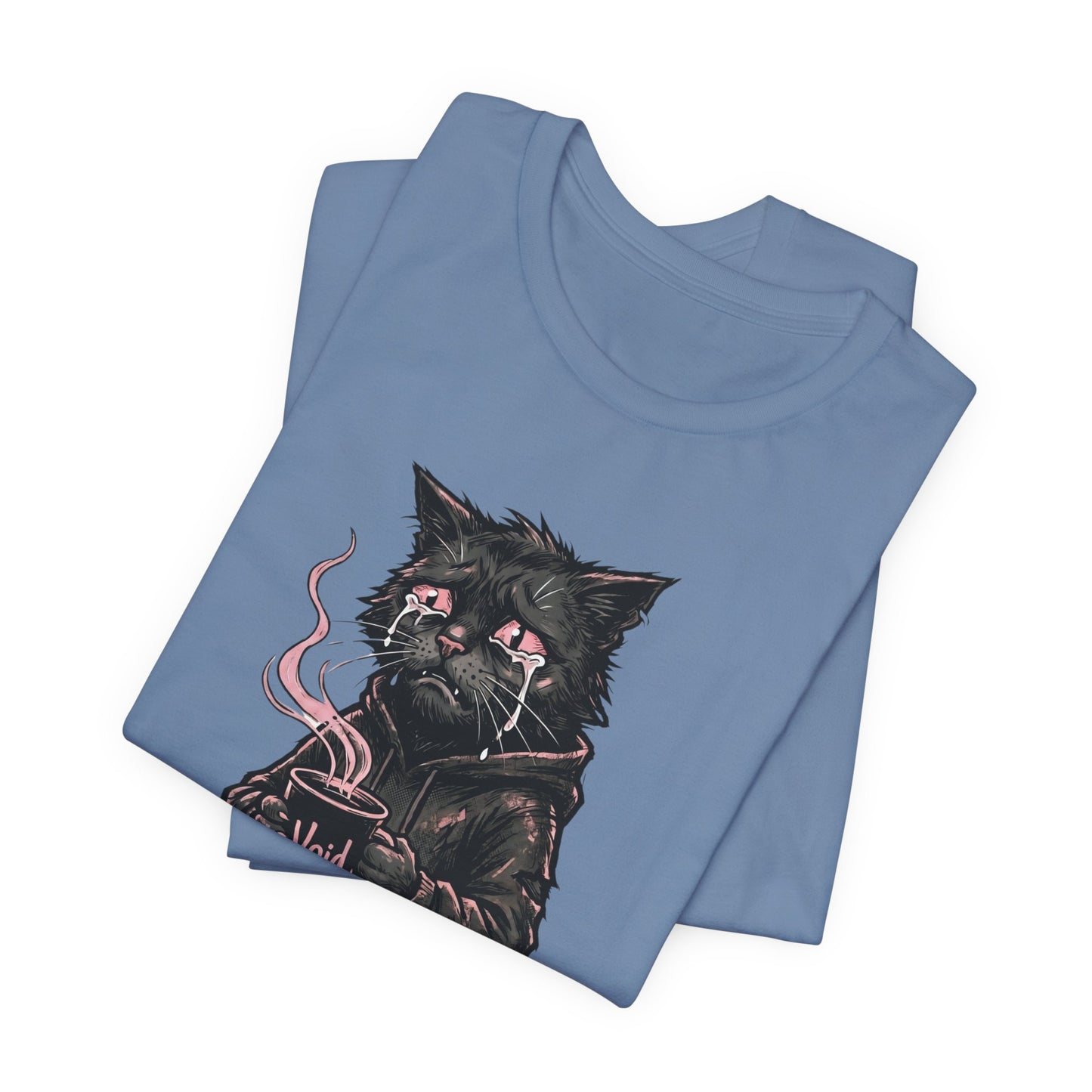 VOID - The Dark Void Cat T‑Shirt — Gothic Coffee Black Cat Illustration Tee