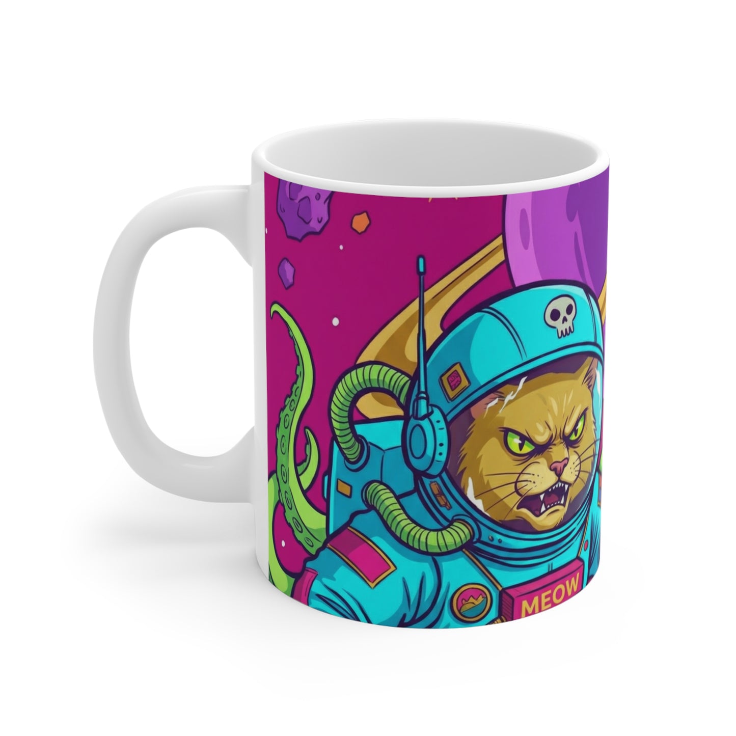 AlienCat Astronaut - Full Color - 11oz Mug Left Handle – Space Adventure 11oz