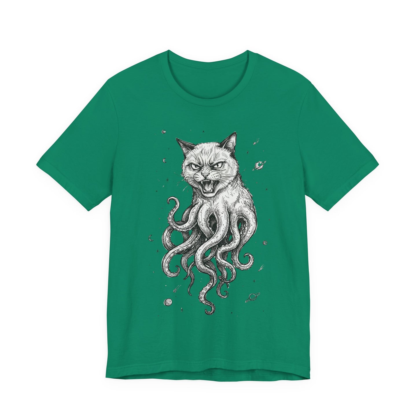 AlienCat In Space! - Cat-Octopus Hybrid Tee — Surreal Space Graphic T-Shirt