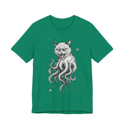 AlienCat In Space! - Cat-Octopus Hybrid Tee — Surreal Space Graphic T-Shirt