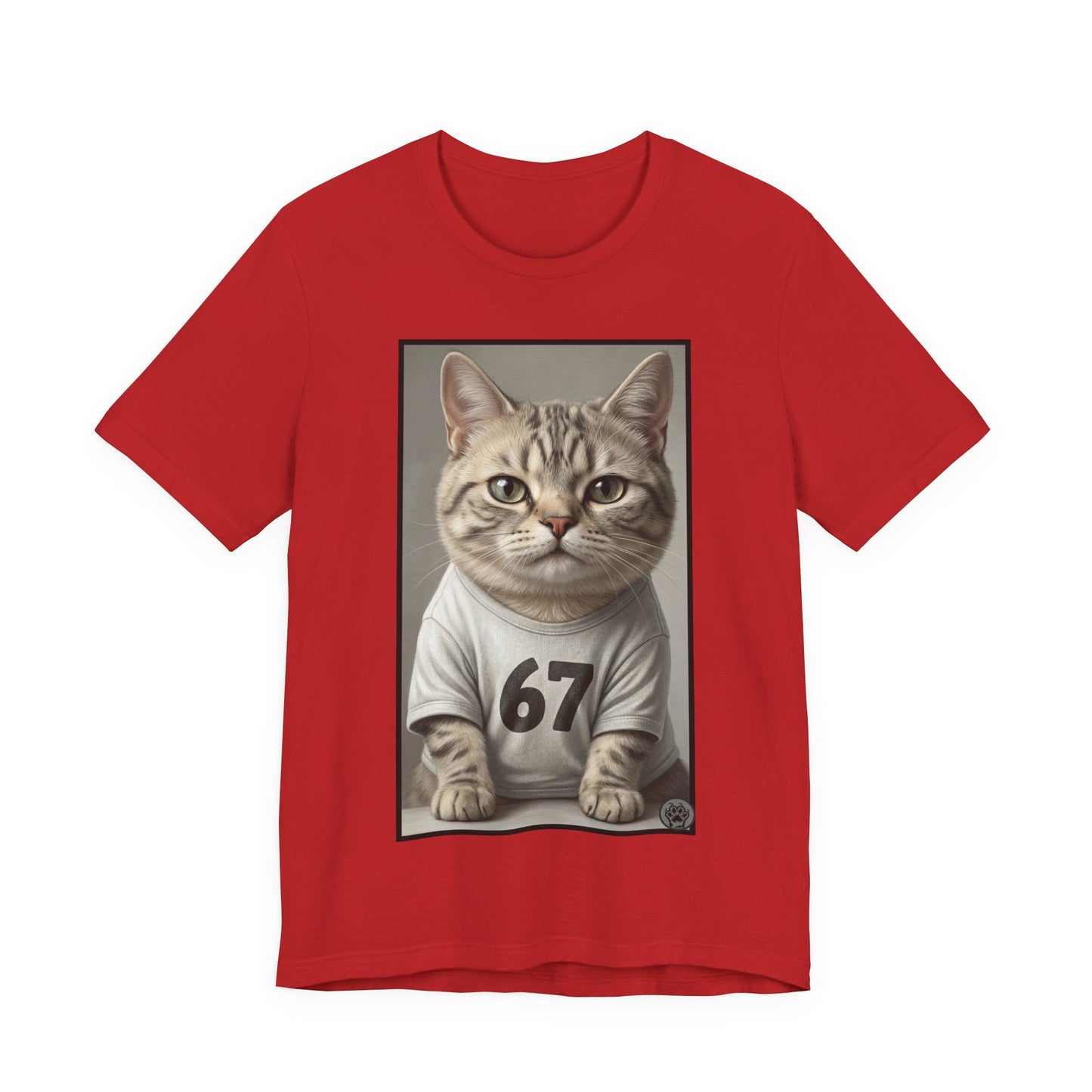 67 Meme - New Variation! - Cat Jersey T‑Shirt — Cute Kitten Portrait with Number 67