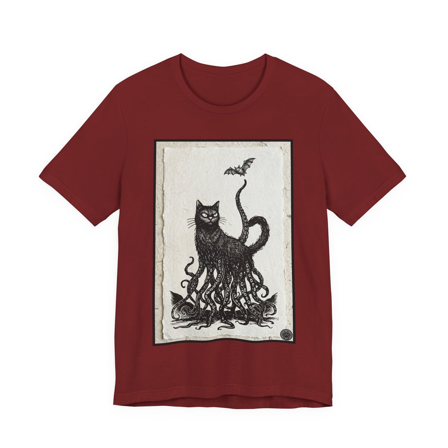 OctoCat Catching a Bat - Vintage Paper - Mystic Cat Kraken Tee — Gothic Cat T‑Shirt