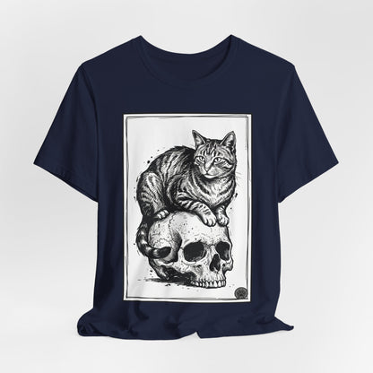 DarkArts Collection - Cat & Skull 2 T‑Shirt — Gothic Cat Skull Graphic Tee