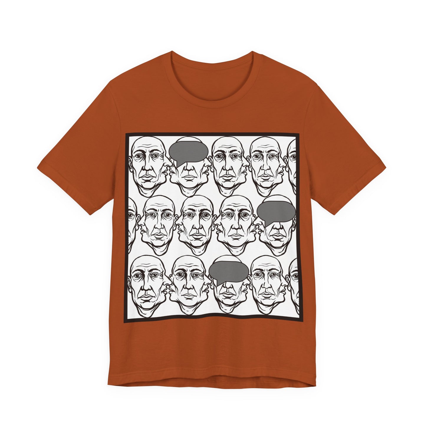 HotGossip - BlindedByGossip - Abstract Faces Pattern T-Shirt — Monochrome Repeating Portrait Graphic Tee