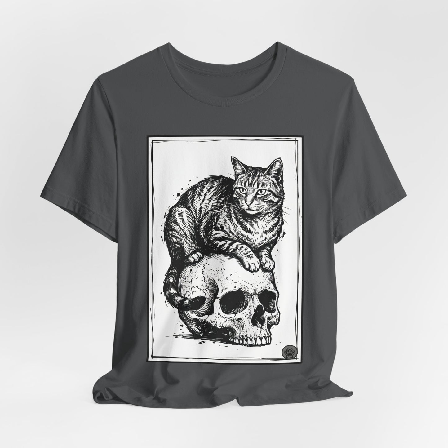 DarkArts Collection - Cat & Skull 2 T‑Shirt — Gothic Cat Skull Graphic Tee