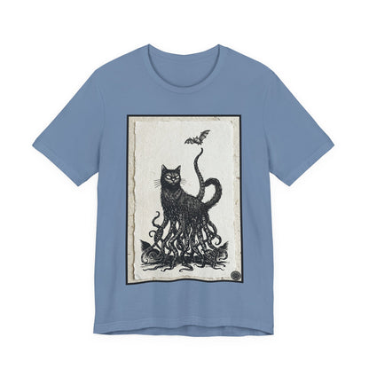 OctoCat Catching a Bat - Vintage Paper - Mystic Cat Kraken Tee — Gothic Cat T‑Shirt