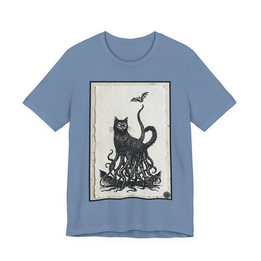 OctoCat Catching a Bat - Vintage Paper - Mystic Cat Kraken Tee — Gothic Cat T‑Shirt