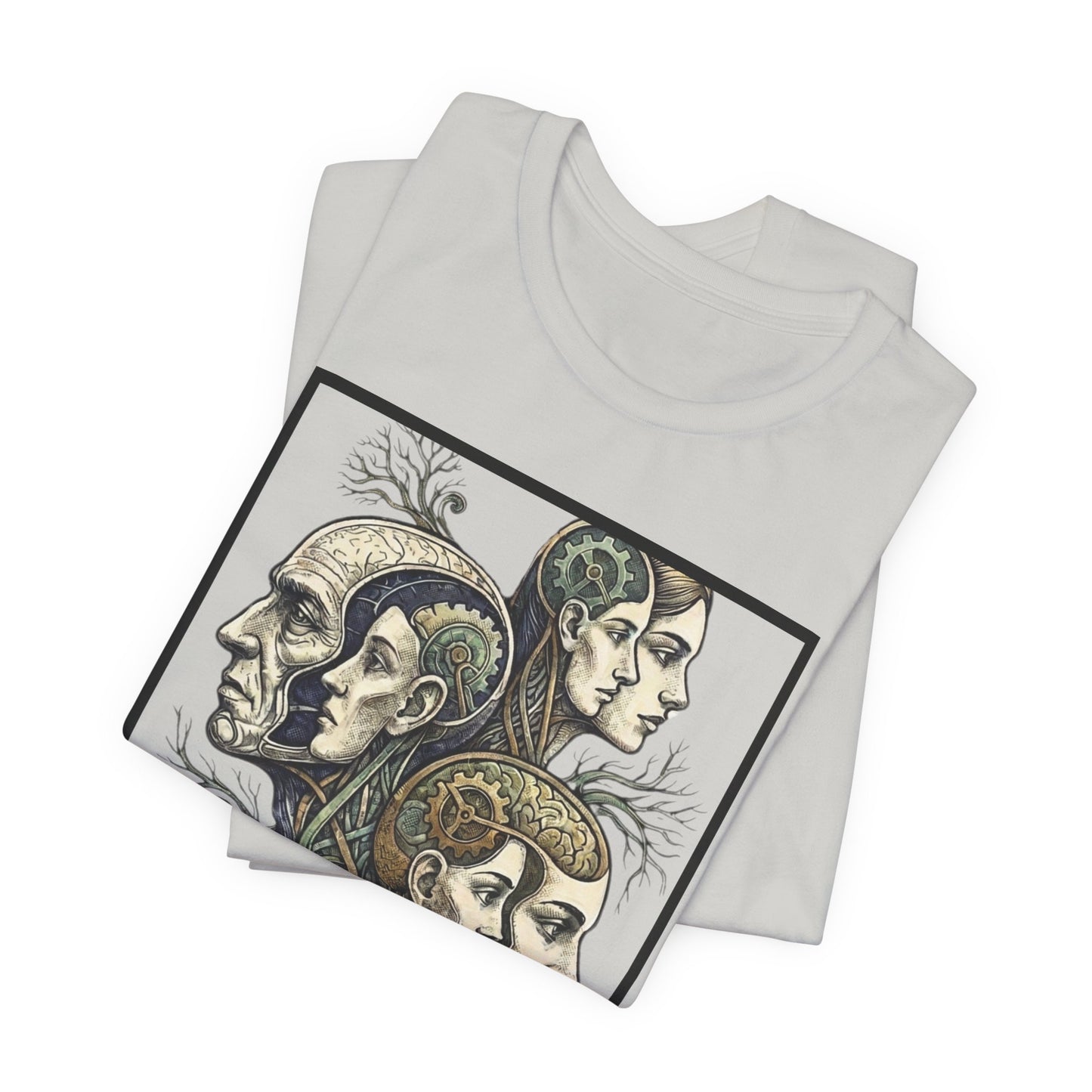 Family of Thought - Crop - Evolution of Minds T-Shirt — Surreal Human Faces Art Tee