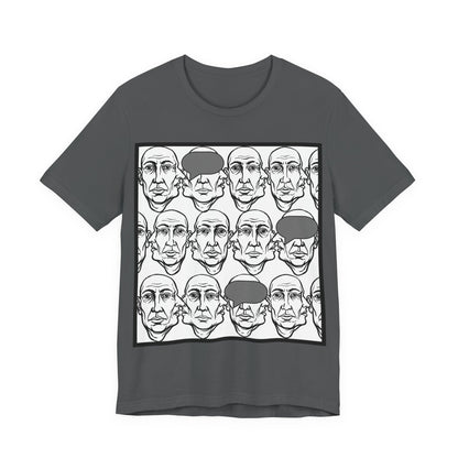HotGossip - BlindedByGossip - Abstract Faces Pattern T-Shirt — Monochrome Repeating Portrait Graphic Tee
