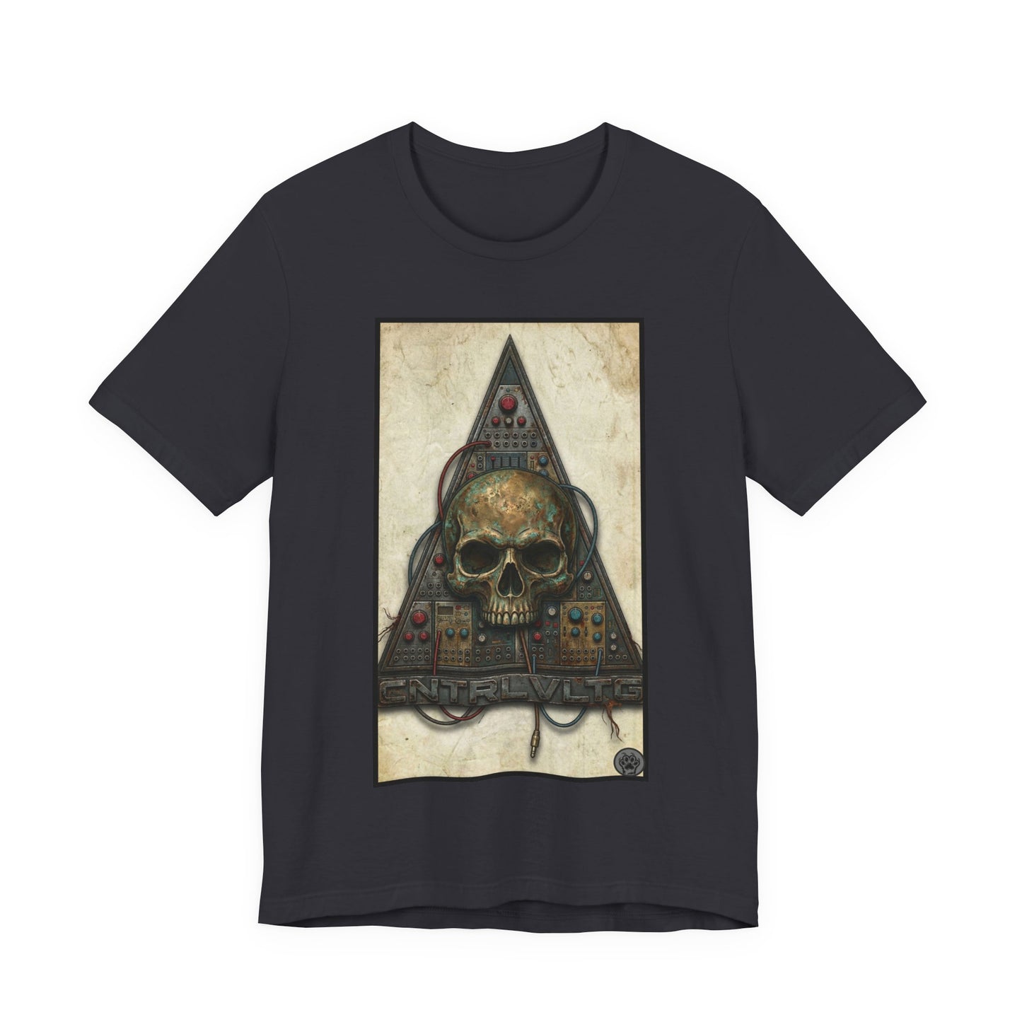 CV - Control Voltage - Ancient Skull Modular Analog Synth Tee — Retro Electronic Skull Graphic T-Shirt