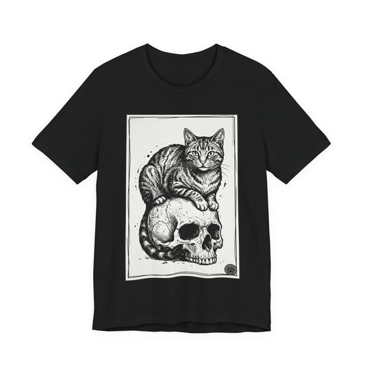 DarkArts Collection - Cat & Skull 3 Graphic Tee — Gothic Cat Skull T‑Shirt