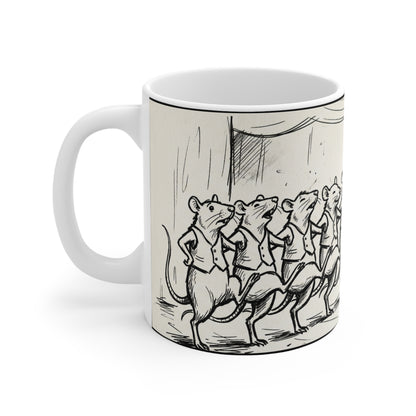 The Show Must Go On - 11oz Mug Ambi Handle - Dancing Rats Ceramic Mug — Cute and Funny