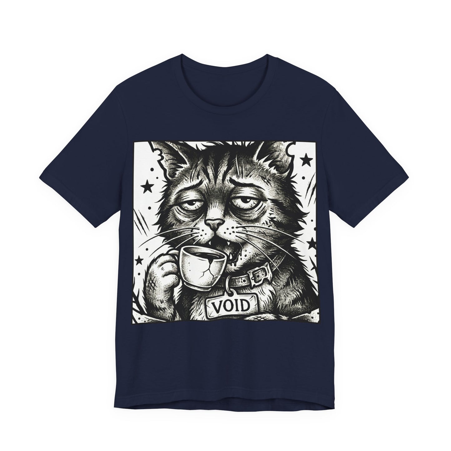 VOID - The Original Void Cat Tee — Tired Moody Cat Drinking Coffee Graphic T-Shirt