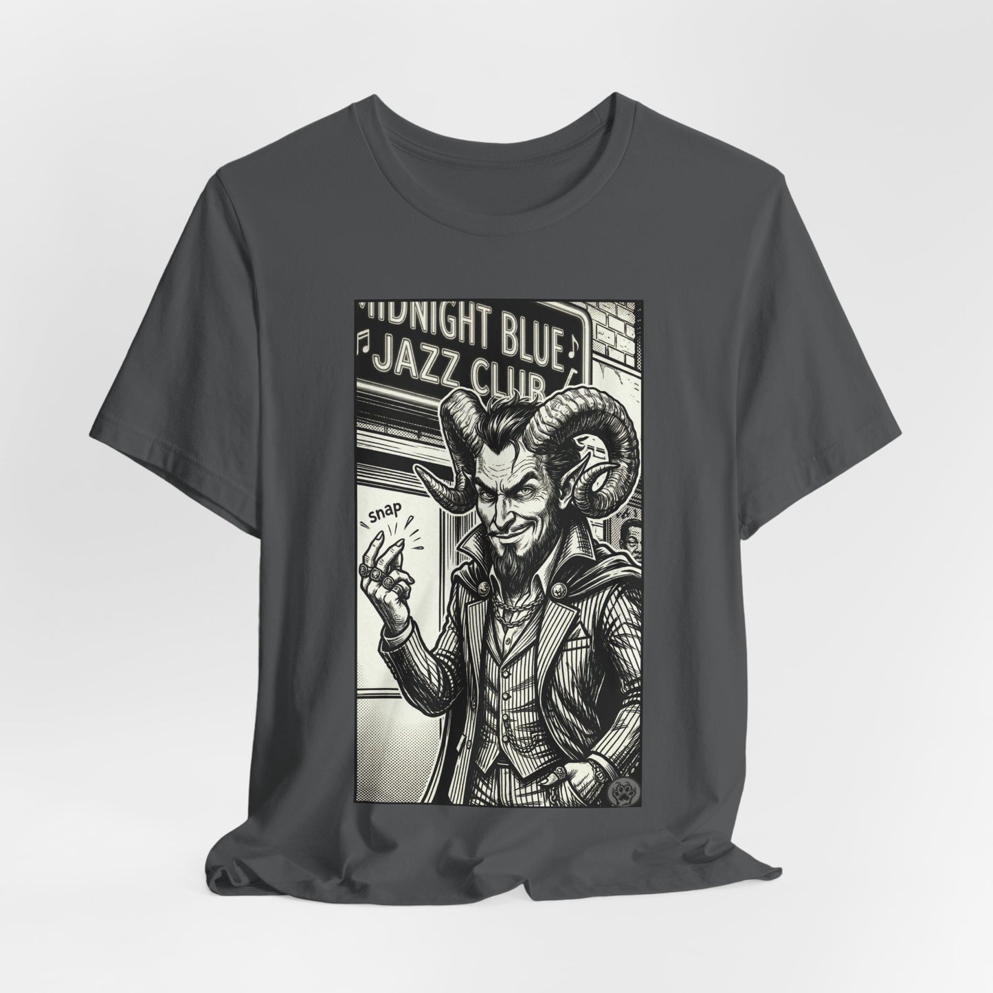 BLZB - Finger Snap Jazz Club Graphic Tee — 'Midnight Blue Jazz Club' Vintage Devil Illustration