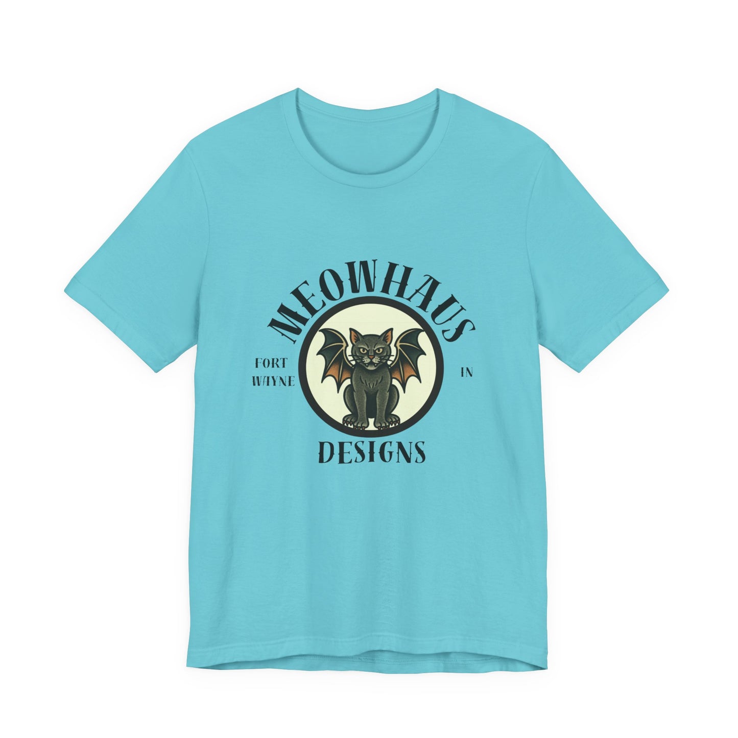 MHD - Emblem - Vintage Tattoo Cat Bat Logo Tee — “Meowhaus Designs” Graphic T-Shirt