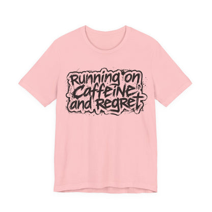 VOID - Running on Caffeine and Regret T-Shirt Version 2 (Horizontal) - Coffee Cat Dark Humor Tee
