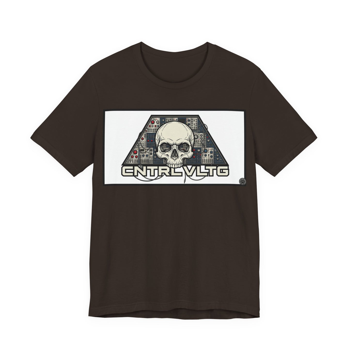 CV Control Voltage = TriBase White - Modular Synth Skull Analog Circuit Tee — “CNTRL VLTG” Retro Tech Graphic T-Shirt