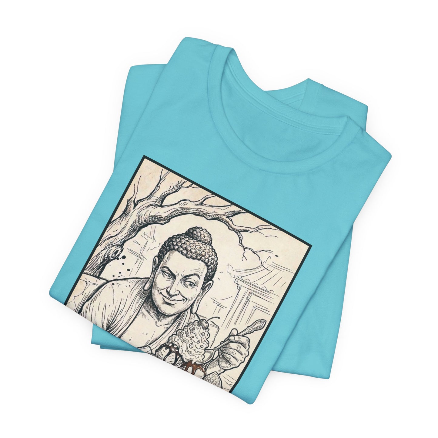 Bad Buddha Sundae Sketch Tee — Religious Humor Buddha Graphic T-Shirt