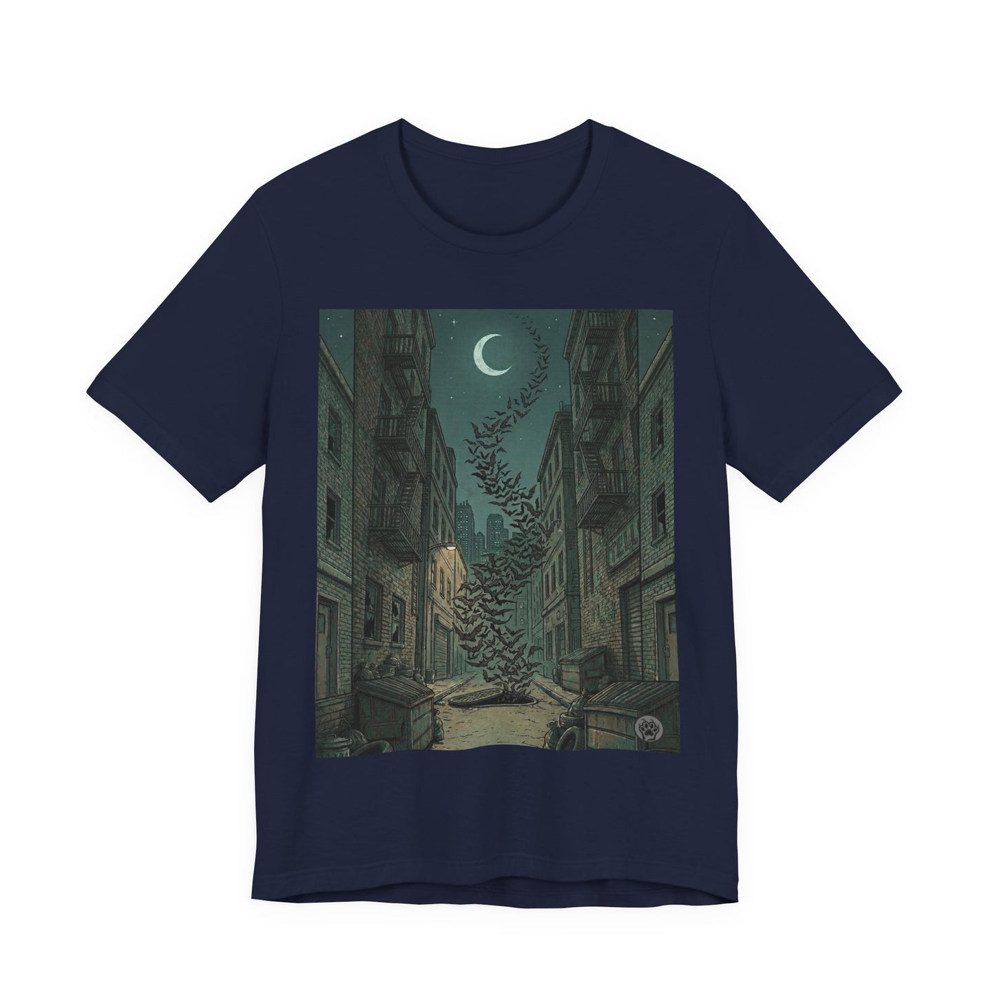 Bat's Night - Cityscape Moon T-Shirt — Surreal Crescent &  Street Art Tee