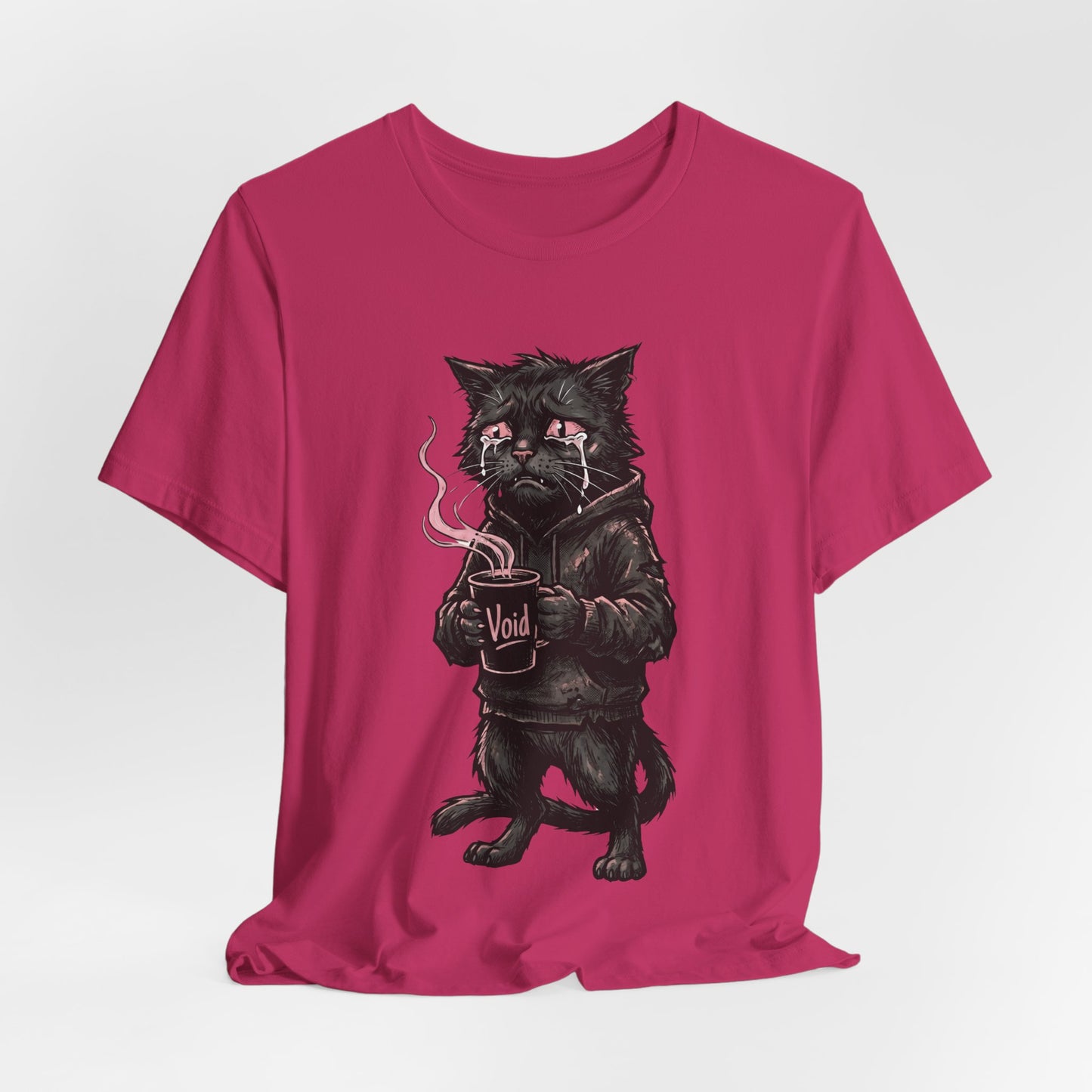 VOID - The Dark Void Cat T‑Shirt — Gothic Coffee Black Cat Illustration Tee
