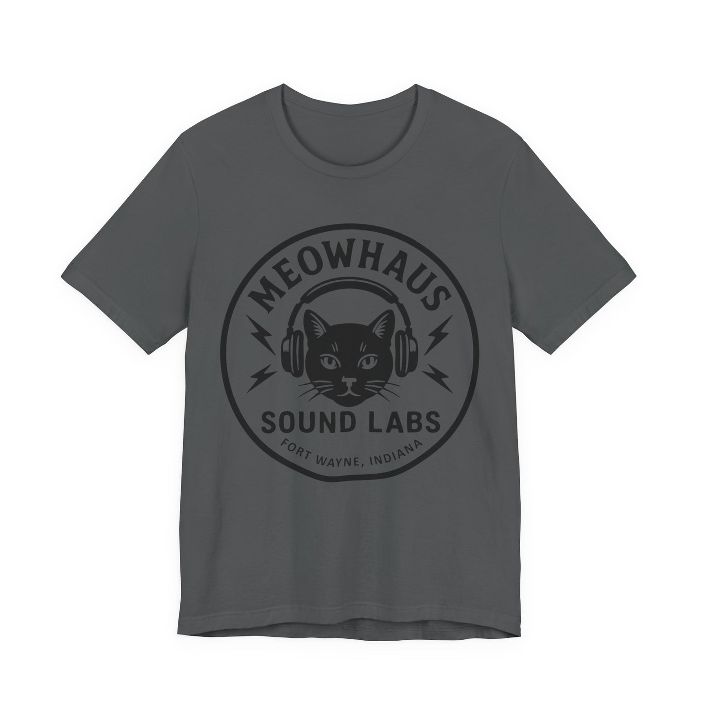 Meowhaus Sound Labs Cat Logo Tee - Large Clear Logo - Fort Wayne Indiana Audio Sound Music Recording Production Studio
