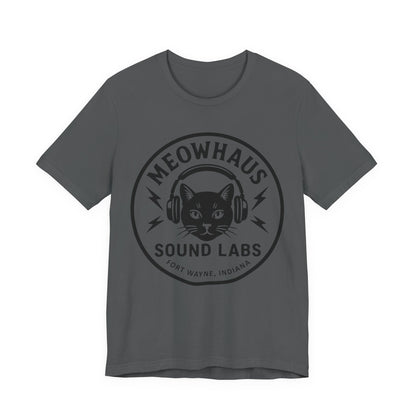 Meowhaus Sound Labs Cat Logo Tee - Large Clear Logo - Fort Wayne Indiana Audio Sound Music Recording Production Studio