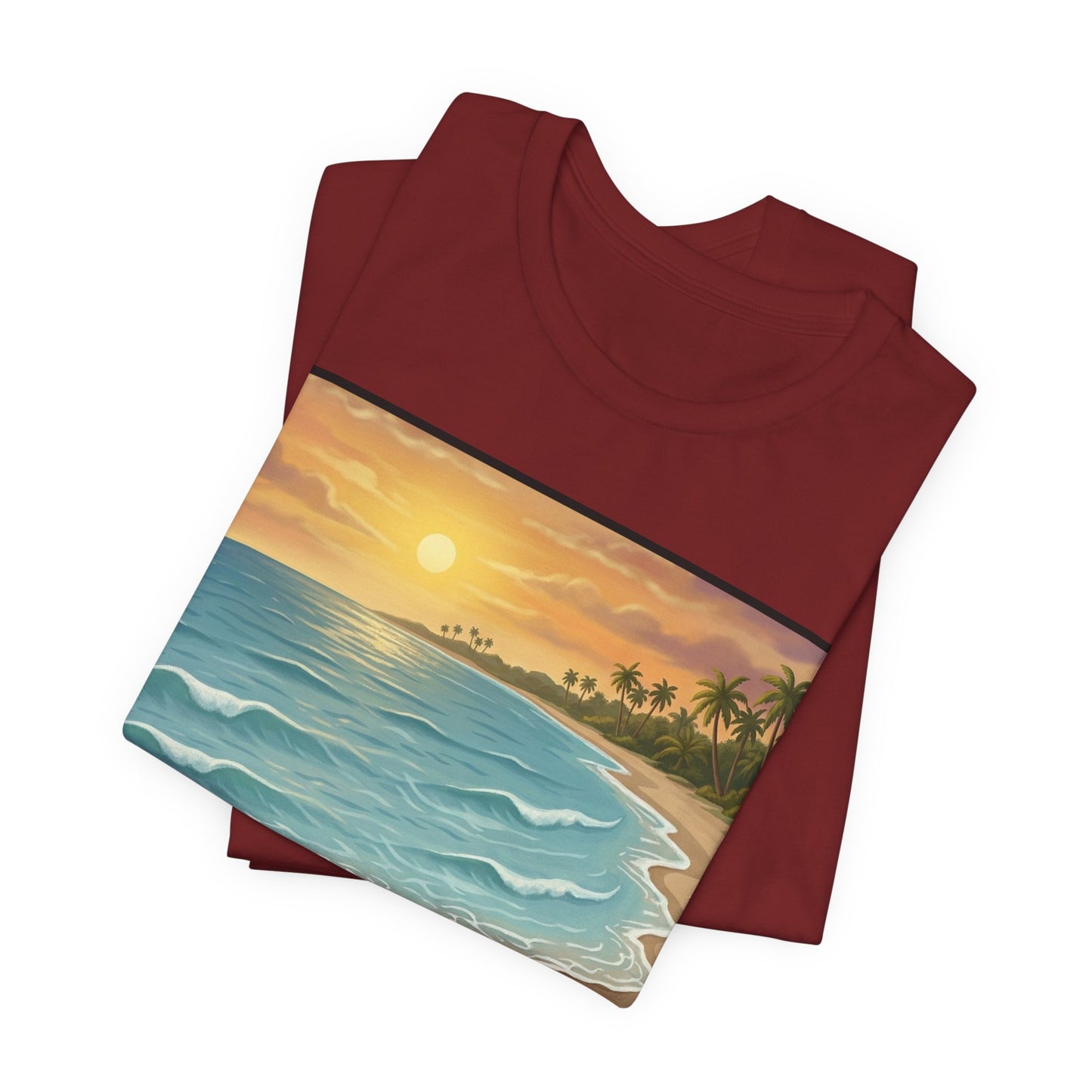Another Nice Day At The Beach - Vertical - Beach Sunset Tee — Coastal Tropical Shoreline Graphic T‑Shirt