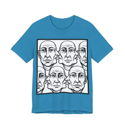 HotGossip - Version 2 - Monochrome Repeating Faces Tee – Abstract Expressionist Portrait T-Shirt