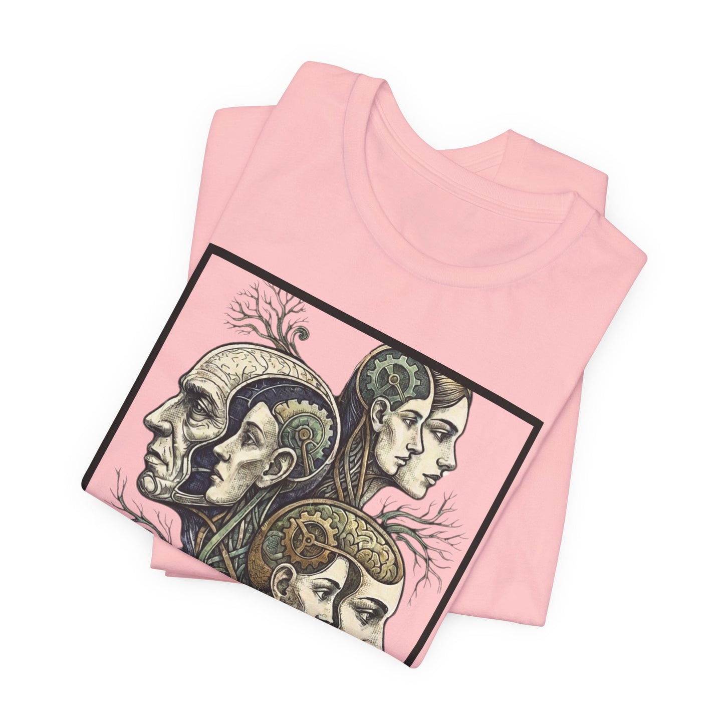 Family of Thought - Crop - Evolution of Minds T-Shirt — Surreal Human Faces Art Tee