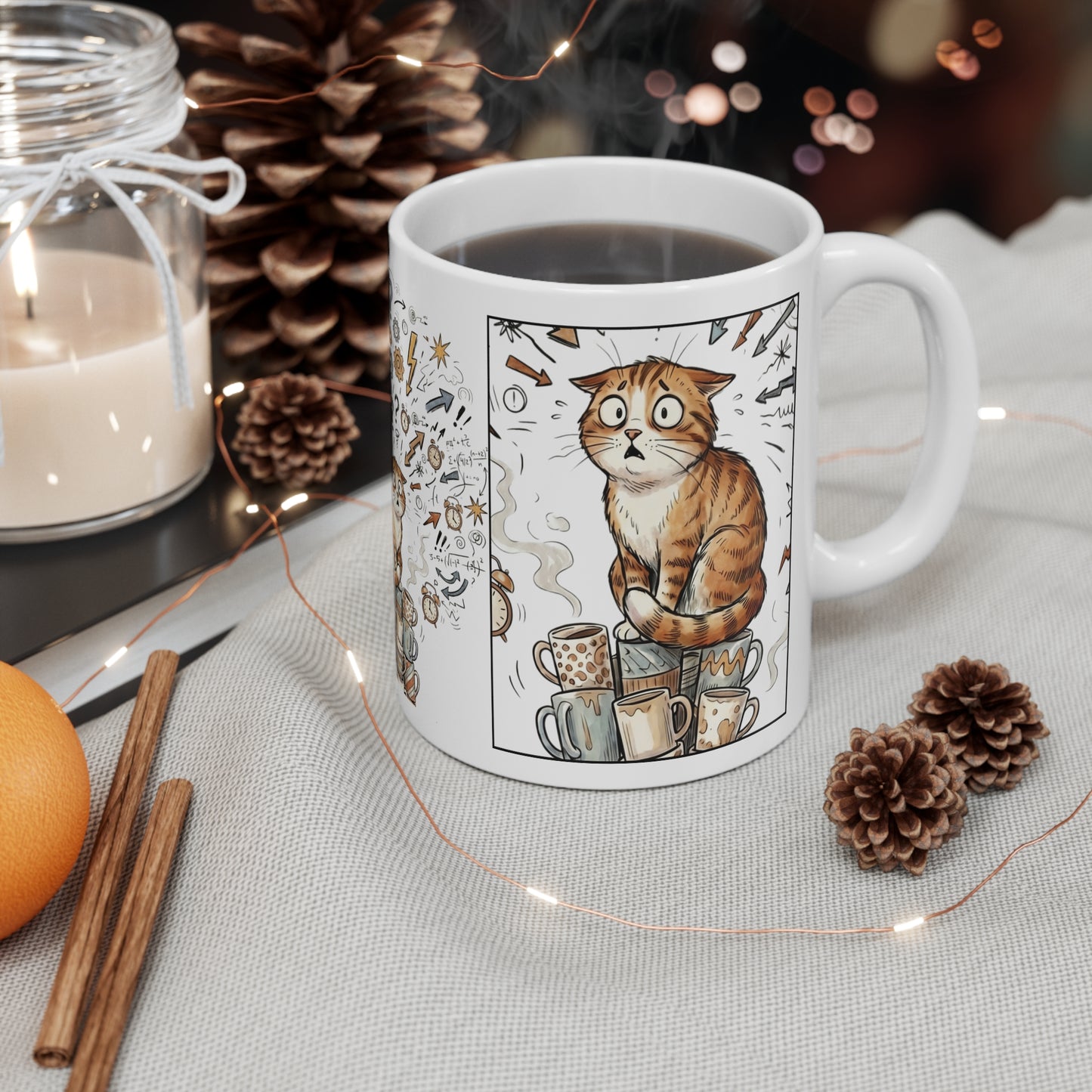 VOID - Anxious Cat Coffee Mug — Cute Stressed Kitty 11oz Ceramic Mug