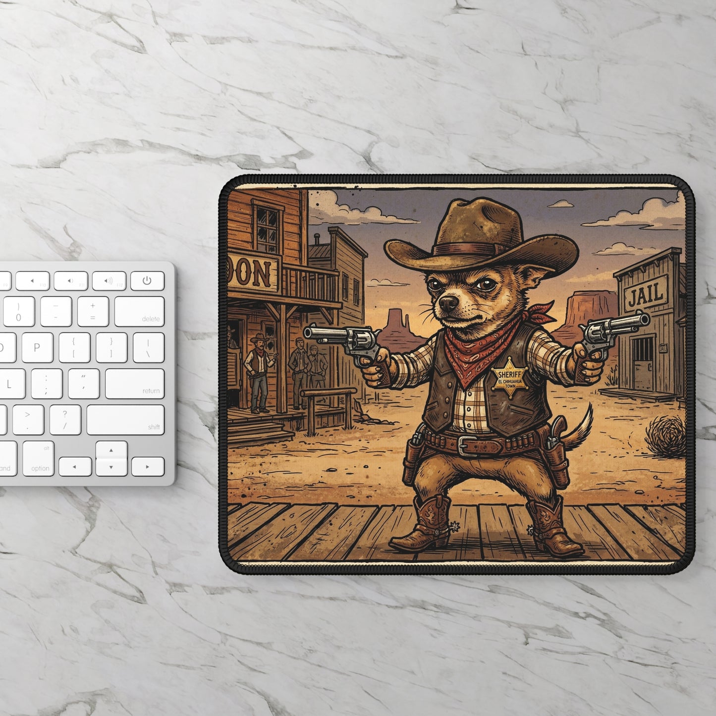 SheriffPaco - Western Chihuahua Sheriff - Wild West Saloon Gaming Mouse Pad