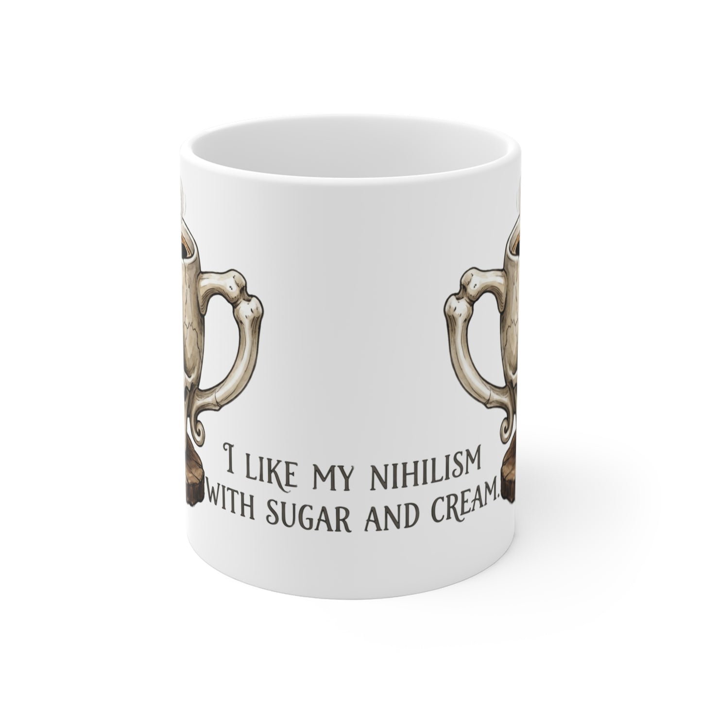 VOID - Skull Coffee Mug — "I Like My Nihilism With Sugar and Cream" 11oz