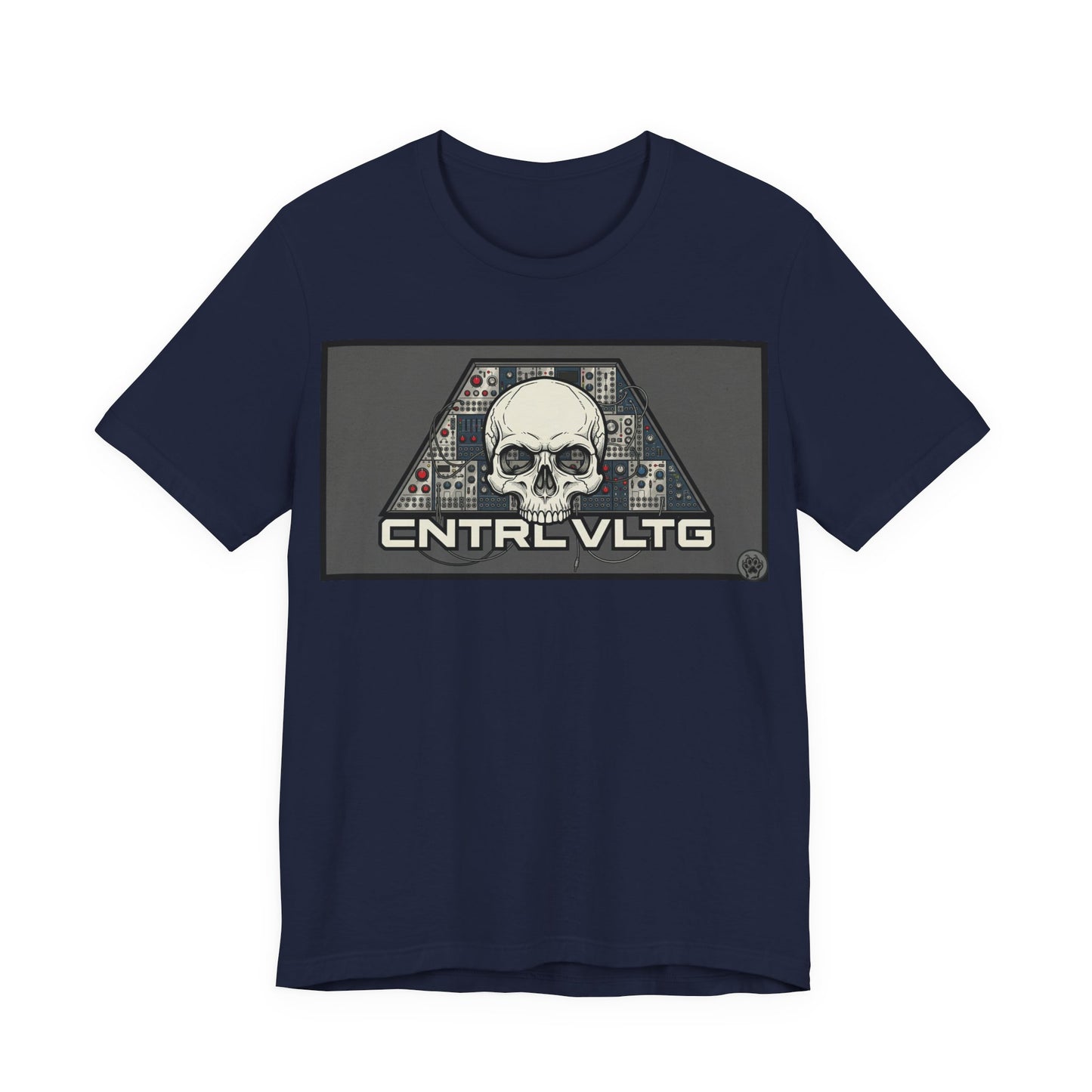 CV Control Voltage - TriBase Grey - Skull Modular Synth Analog Circuit 'CNTRL VLTG' Graphic Tee - Retro Tech Skull T-Shirt
