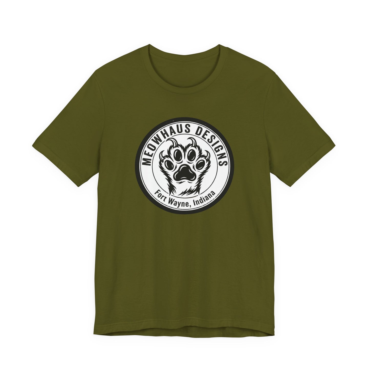 Meowhaus Designs Paw Logo T‑Shirt — Fort Wayne Cat Lover Graphic Tee