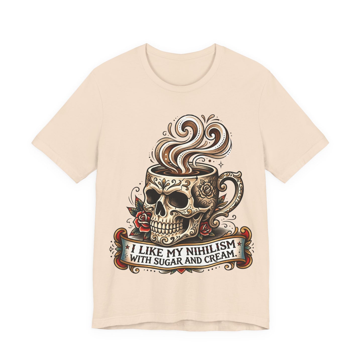 VOID - Skull Coffee Tee — "I Like My Nihilism With Sugar and Cream" Graphic T-Shirt