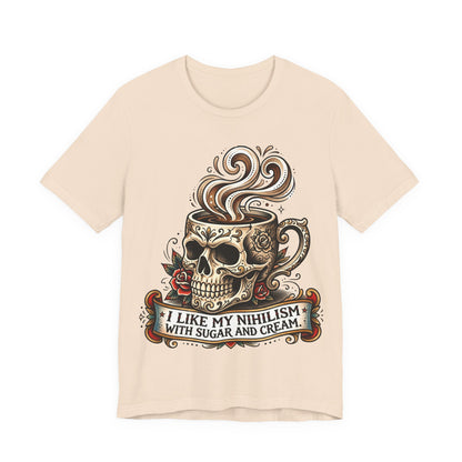 VOID - Skull Coffee Tee — "I Like My Nihilism With Sugar and Cream" Graphic T-Shirt
