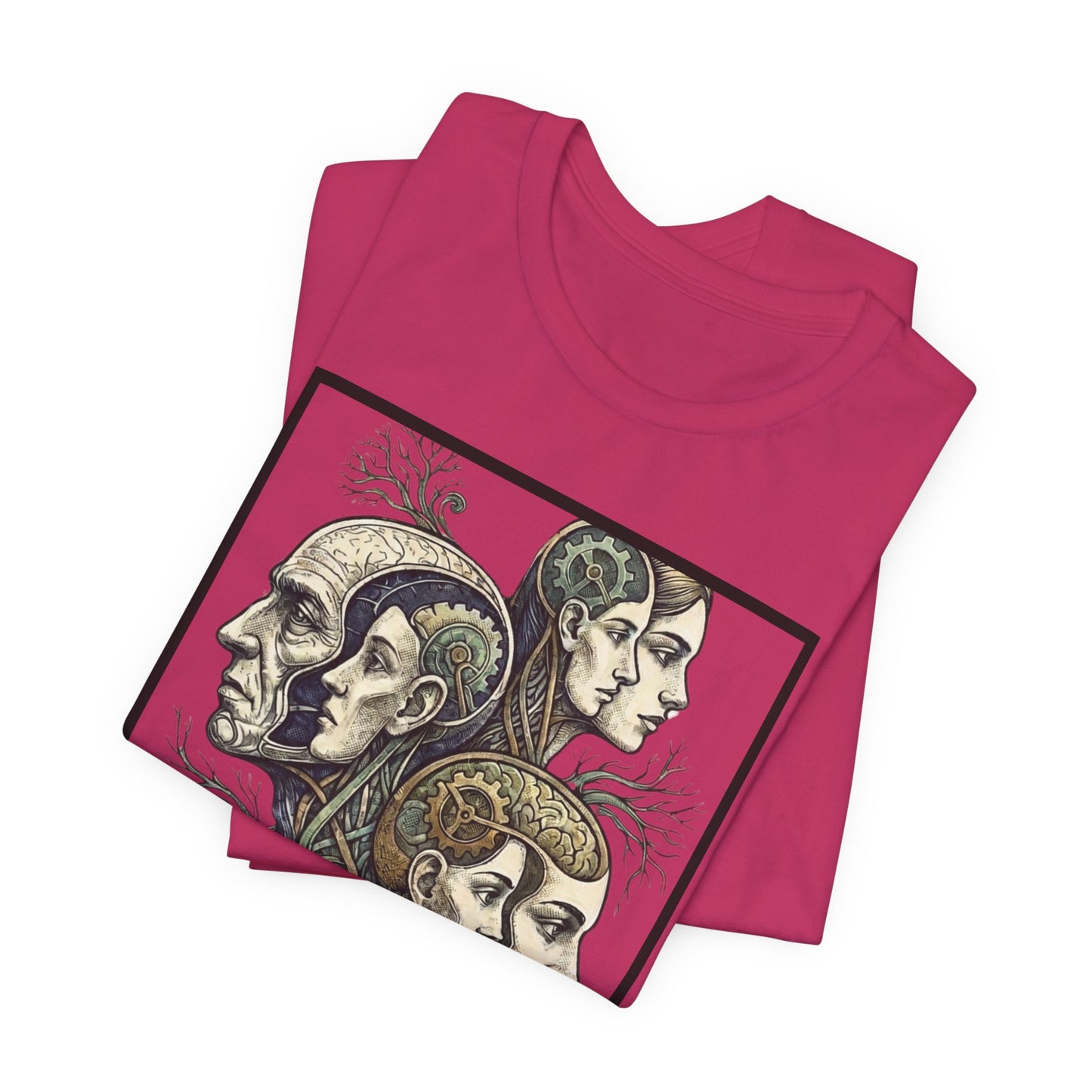 Family of Thought - Crop - Evolution of Minds T-Shirt — Surreal Human Faces Art Tee