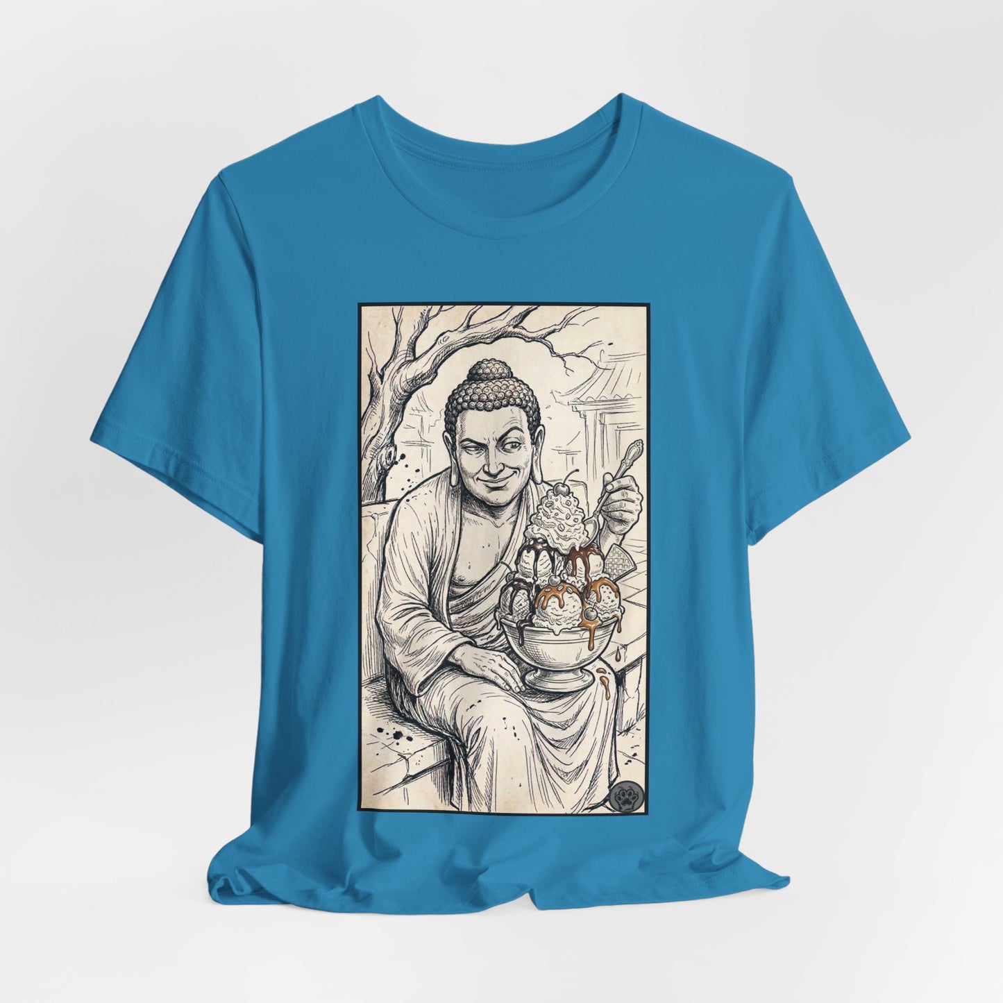 Bad Buddha Sundae Sketch Tee — Religious Humor Buddha Graphic T-Shirt