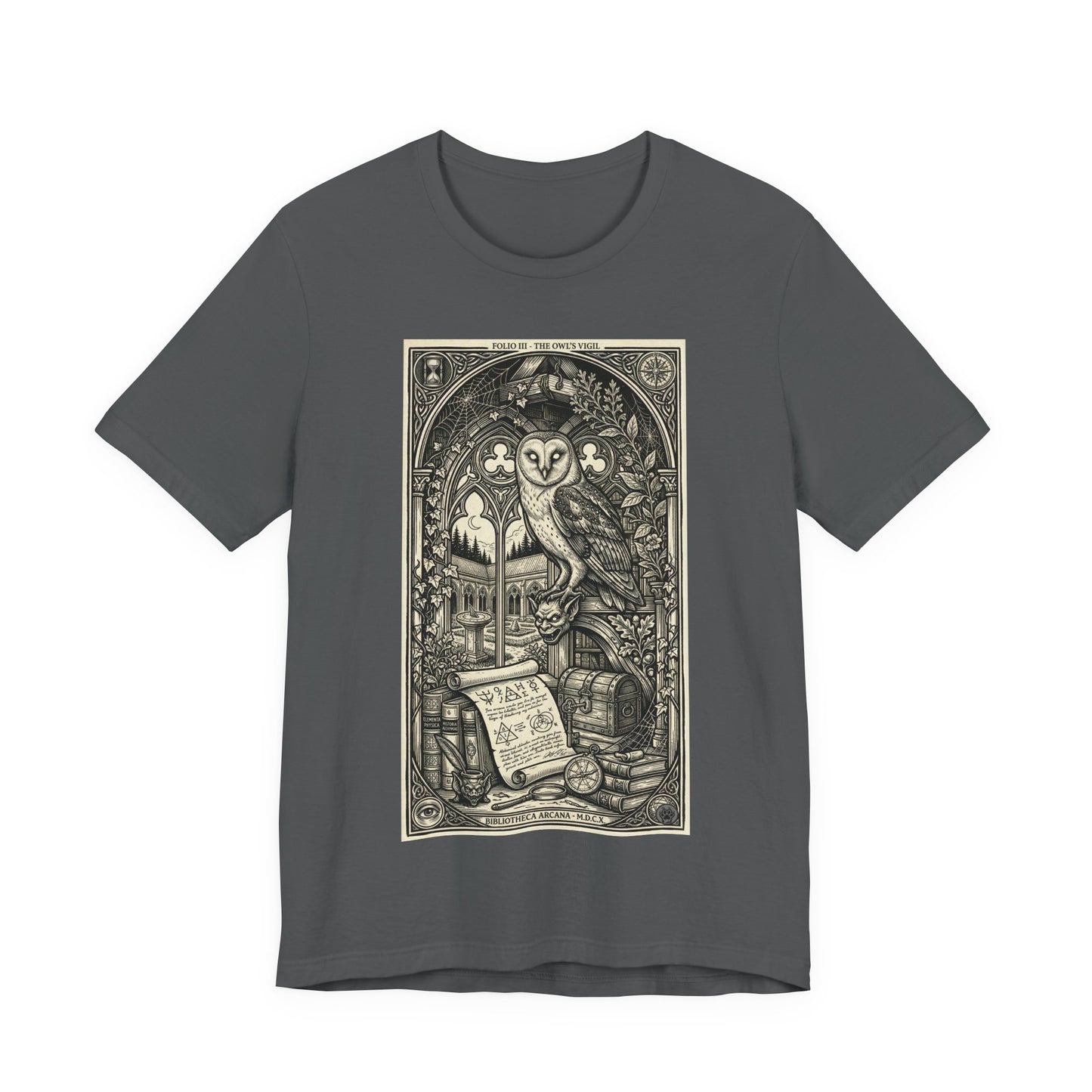 DarkArts Collection - Owl - Gothic Owl Tarot Tee — Vintage Occult Illustration Shirt