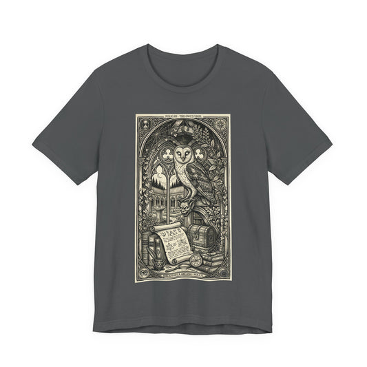 DarkArts Collection - Owl - Gothic Owl Tarot Tee — Vintage Occult Illustration Shirt