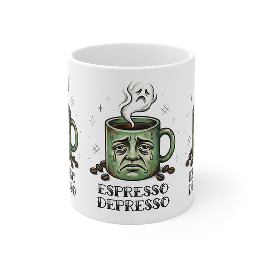 VOID - Espresso Depresso Mug — Funny Coffee Cup with Sad Face Espresso Design