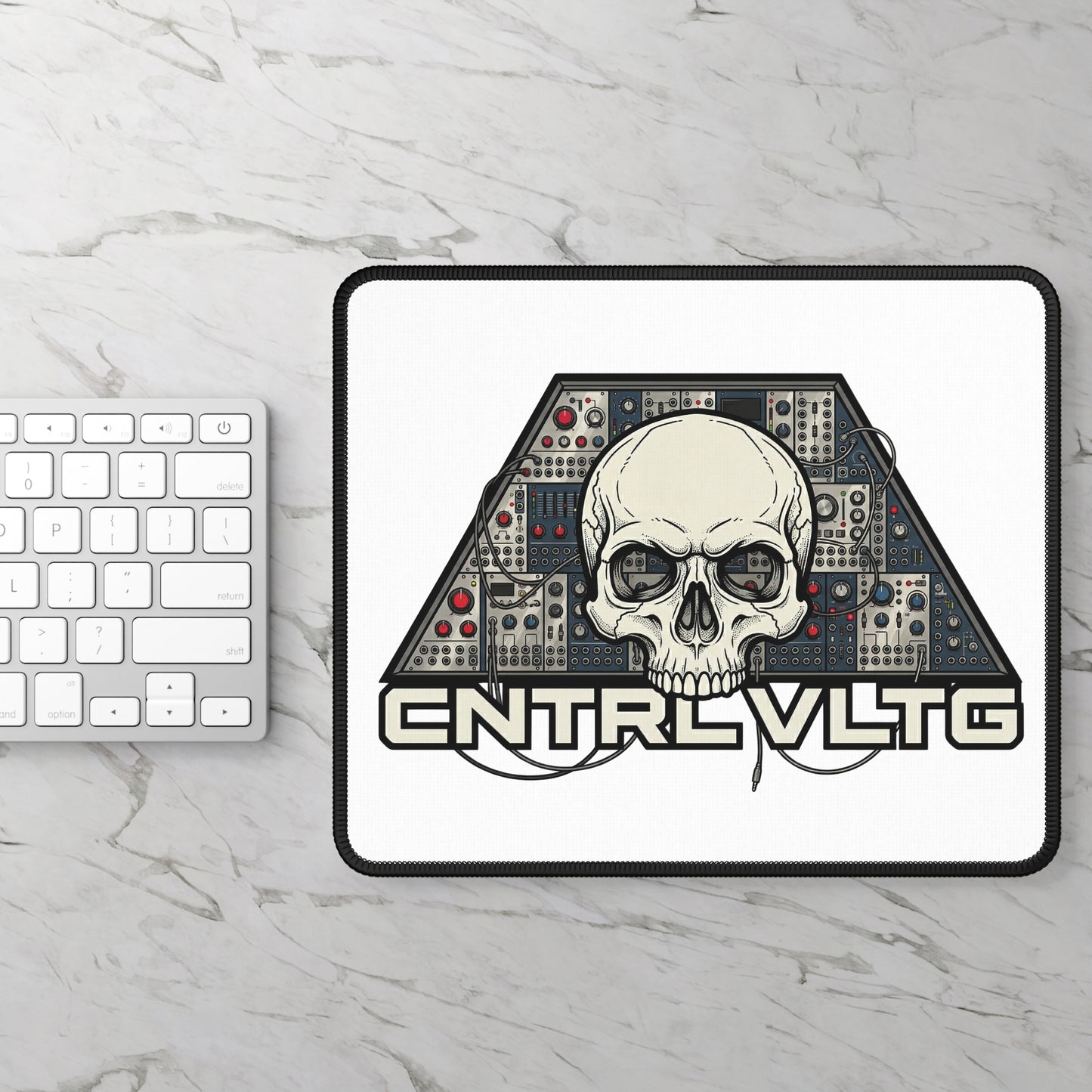 CV Control Voltage - TriBase White - Gaming Mouse Pad — Control Voltage Skull Analog Modular Synthesizer Design