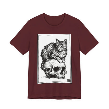 DarkArts Collection - Cat & Skull 2 T‑Shirt — Gothic Cat Skull Graphic Tee