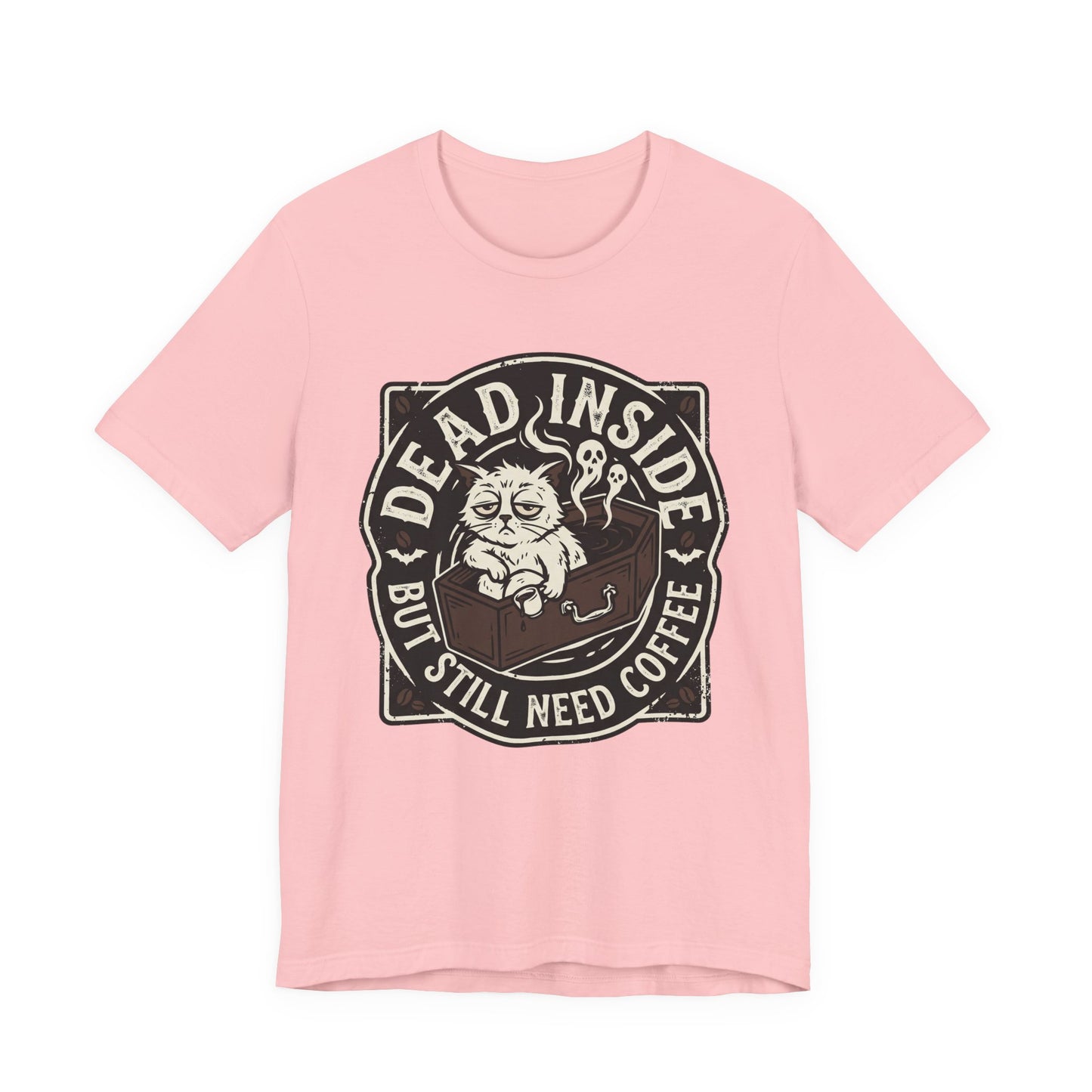 VOID - Dead Inside But Still Need Coffee T-Shirt - Coffee Cat Humor Tee