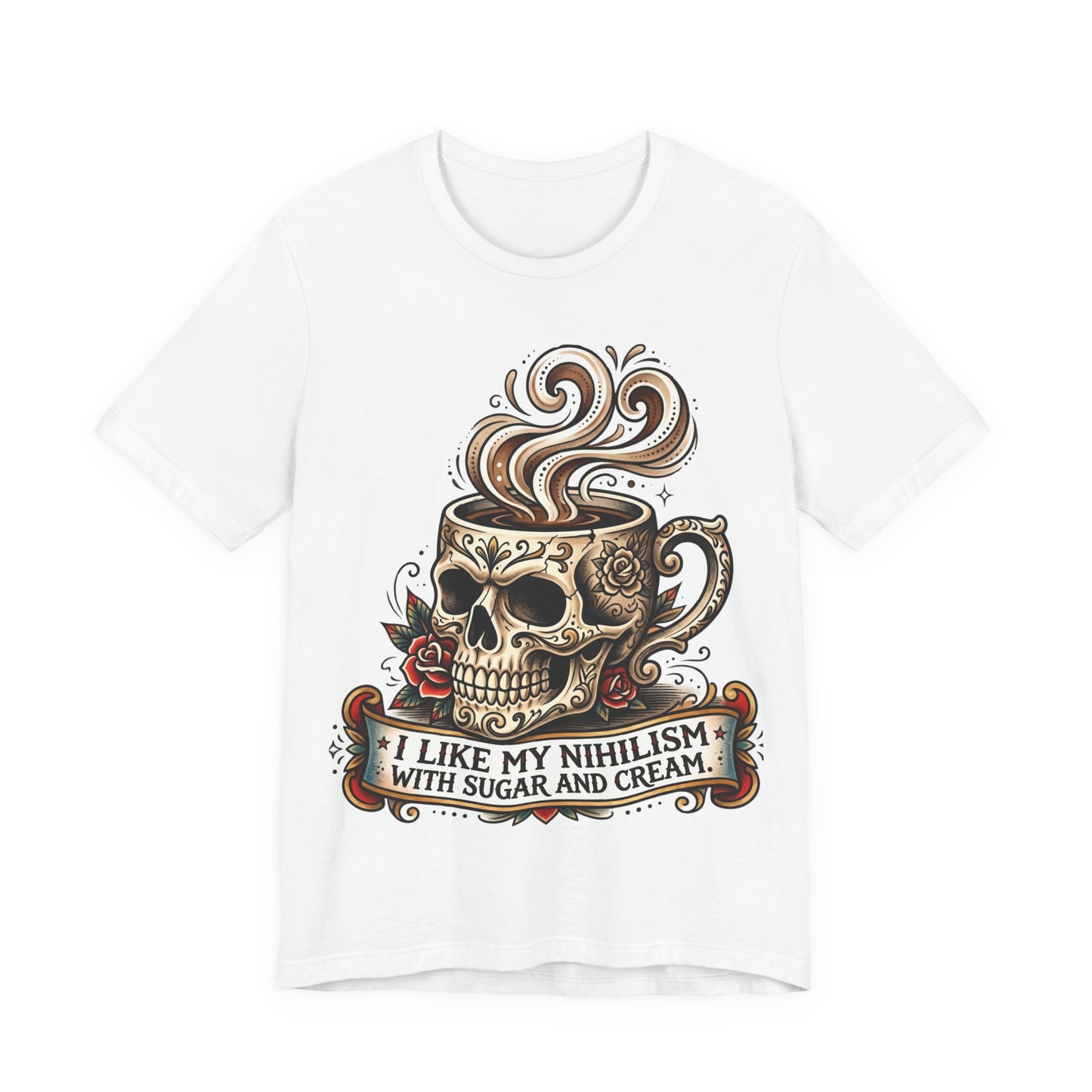 VOID - Skull Coffee Tee — "I Like My Nihilism With Sugar and Cream" Graphic T-Shirt
