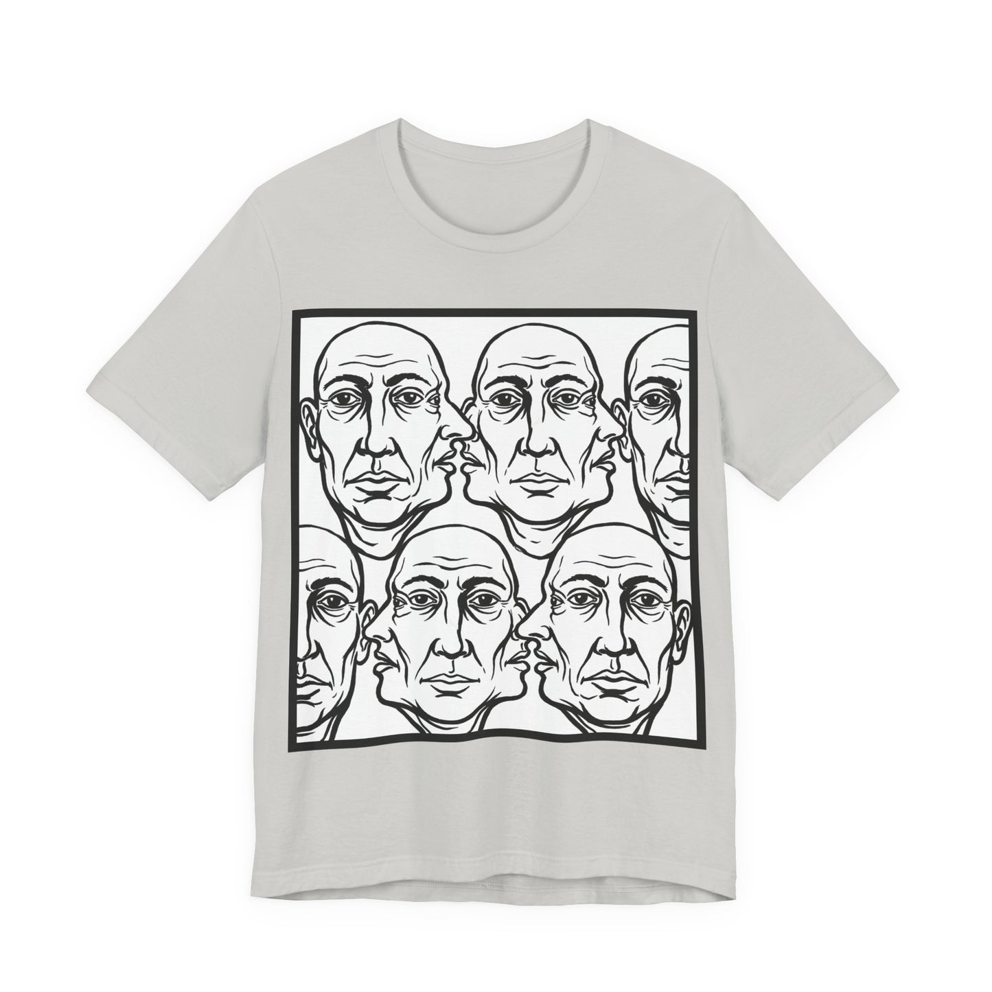 HotGossip - Version 2 - Monochrome Repeating Faces Tee – Abstract Expressionist Portrait T-Shirt
