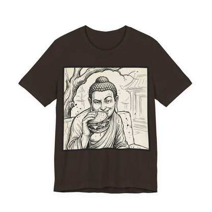 BadBuddha - Cheeseburger (Crop) - Buddha Eating A Delicious Juicy Cheeseburger Funny T‑Shirt Zen Humor