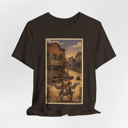 SheriffPaco - Vertical - Chihuahua Sheriff Western Saloon Showdown T-Shirt — Vintage Cowboy Sheriff Puppy Dog Graphic Tee